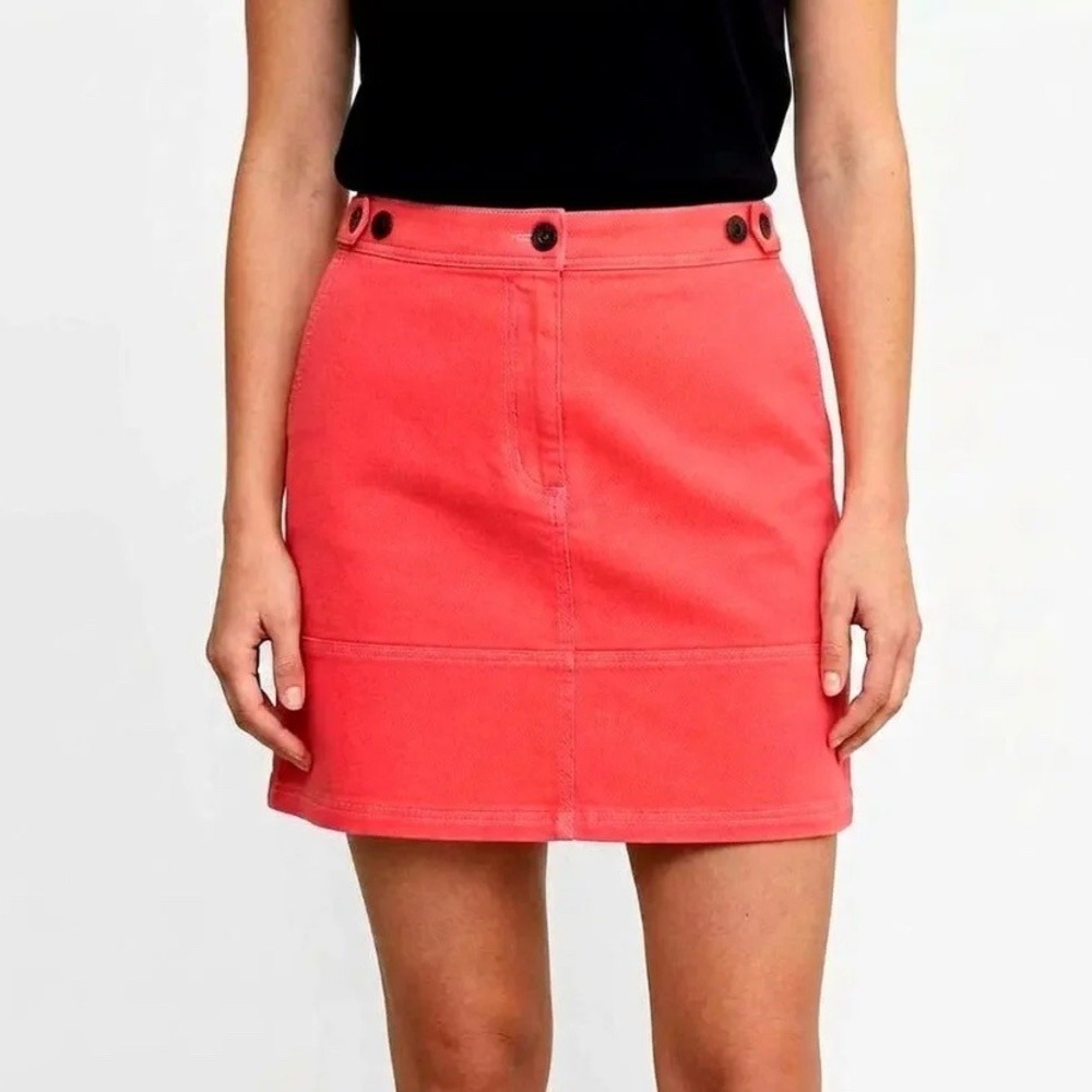 Wildfang Chili Red Essential Denim Work Skirt High Waist Mini, Medium - New